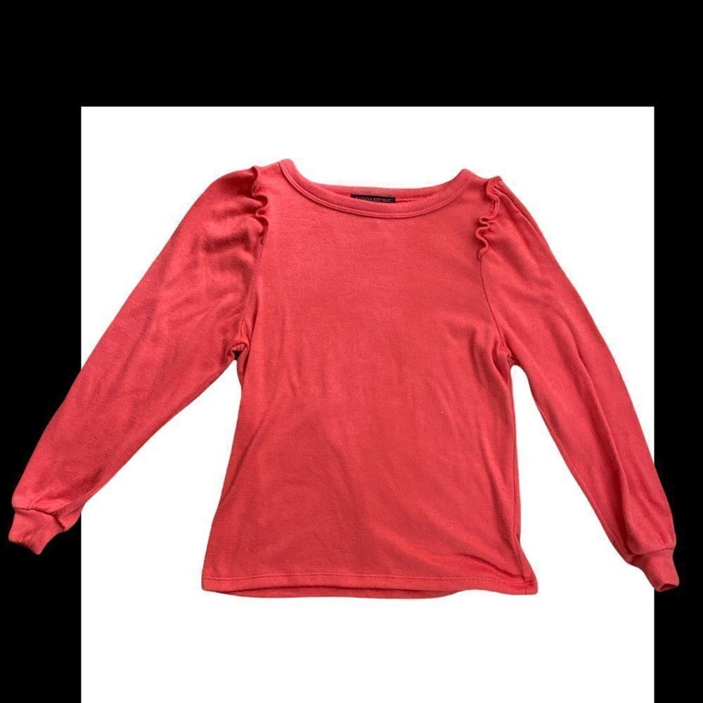 Banana Republic Womens Pink Knit Top Tee Long Sleeve Round Neck Size XXS P